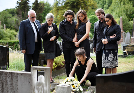 Family at funeral 