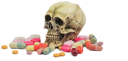 Skull with drugs
