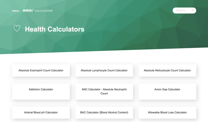 Omni Health Calculator