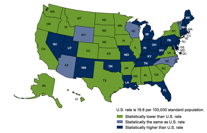 Drug overdose death rates, by state
