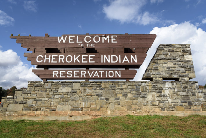 Cherokee indian reservation entrance